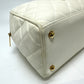 CHANEL CC Coco Mark Boston Bag, Quilted Matelasse Handbag, Caviar Skin, Women's, White