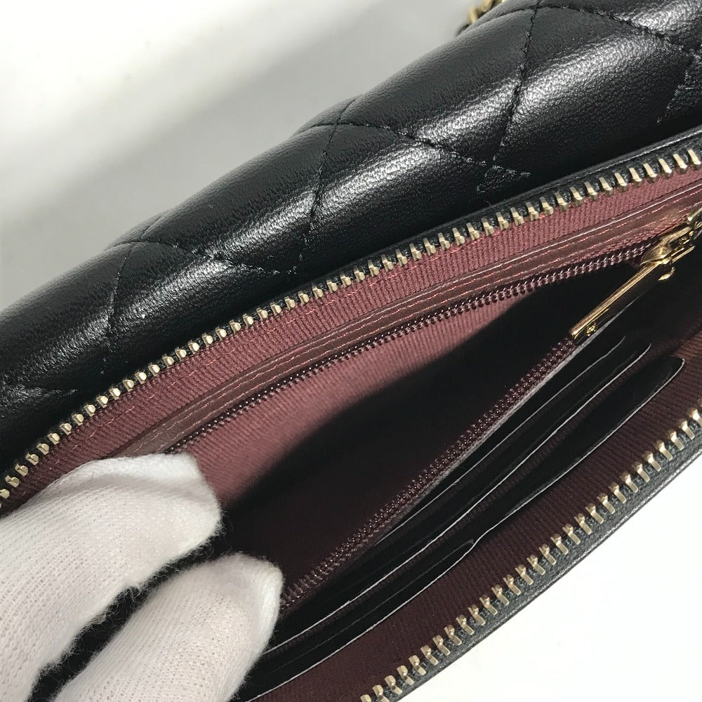 CHANEL AP2096 ココマーク フォンケースウォレット CC マトラッセ チェーンウォレット 斜め掛け カバン 長財布 ショルダーバッグ ラムスキン レディース ブラック