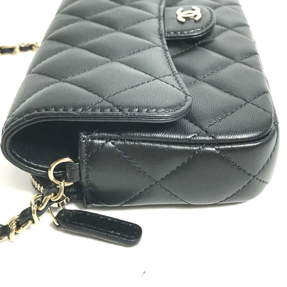 CHANEL AP2096 ココマーク フォンケースウォレット CC マトラッセ チェーンウォレット 斜め掛け カバン 長財布 ショルダーバッグ ラムスキン レディース ブラック
