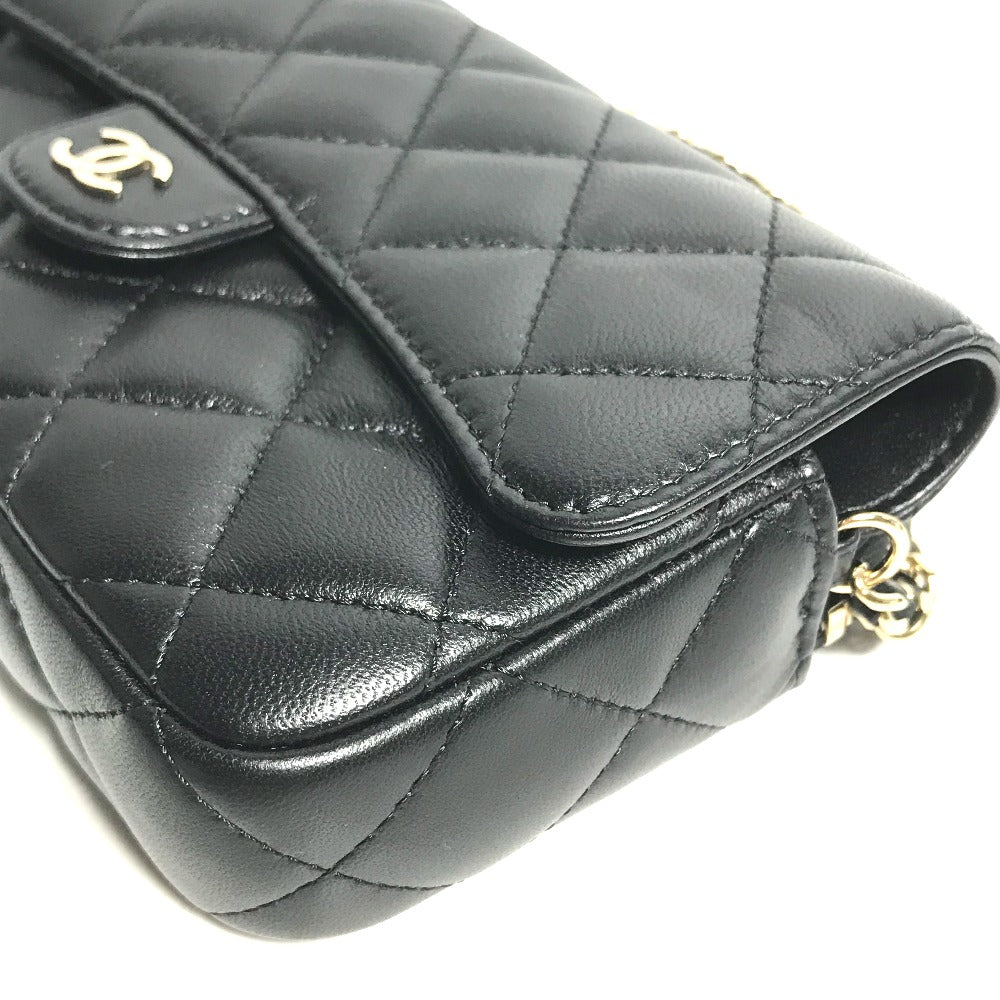 CHANEL AP2096 ココマーク フォンケースウォレット CC マトラッセ チェーンウォレット 斜め掛け カバン 長財布 ショルダーバッグ ラムスキン レディース ブラック