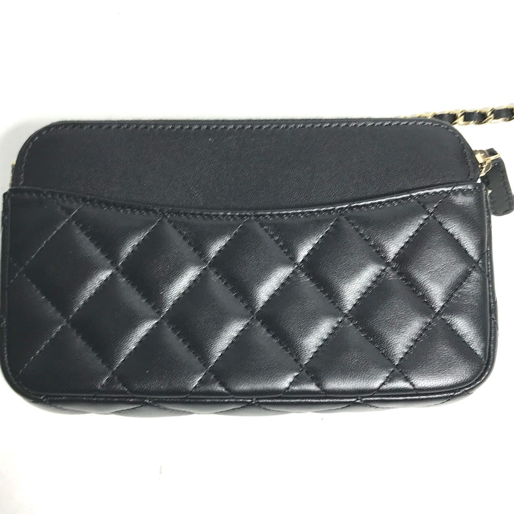 CHANEL AP2096 ココマーク フォンケースウォレット CC マトラッセ チェーンウォレット 斜め掛け カバン 長財布 ショルダーバッグ ラムスキン レディース ブラック