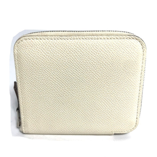 HERMES シルクイン 小銭入れ コンパクトウォレット アザップコンパクト ラウンドファスナー コインケース ヴォーエプソン レディース ナタ ホワイト