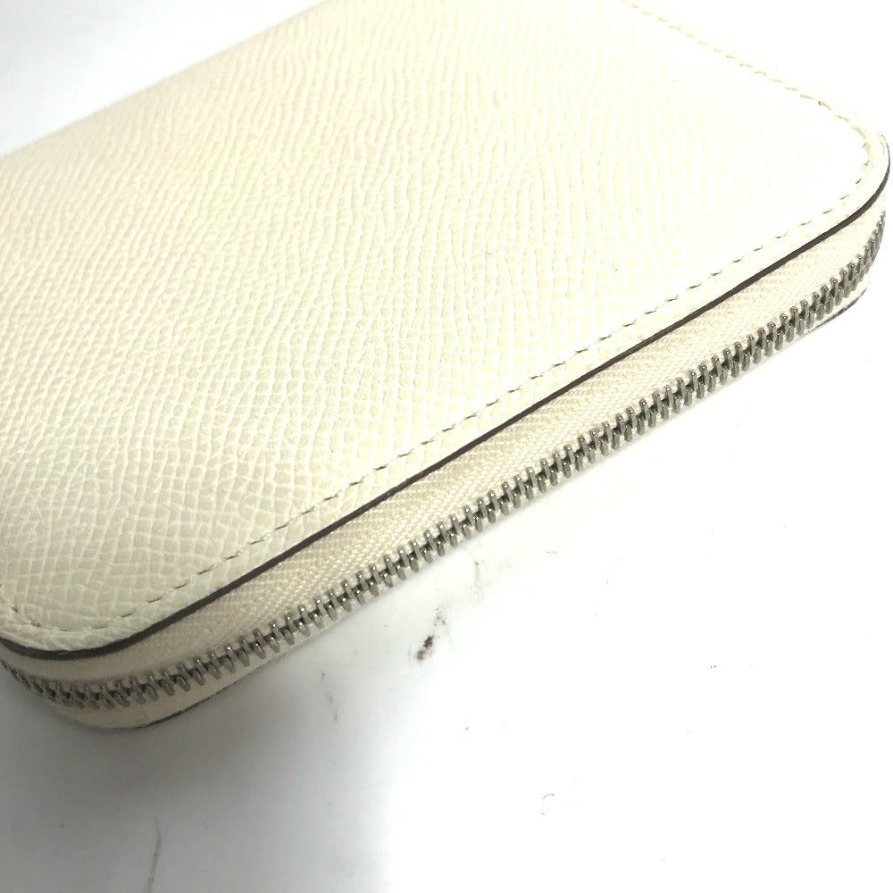 HERMES Silkin Coin Purse Compact Wallet Azap Compact Round Zipper Coin Case Epsom Women's Nata White