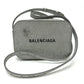 BALENCIAGA 552372 Logo Everyday Camera Bag, XS Size, Leather Shoulder Bag, Silver, Women's