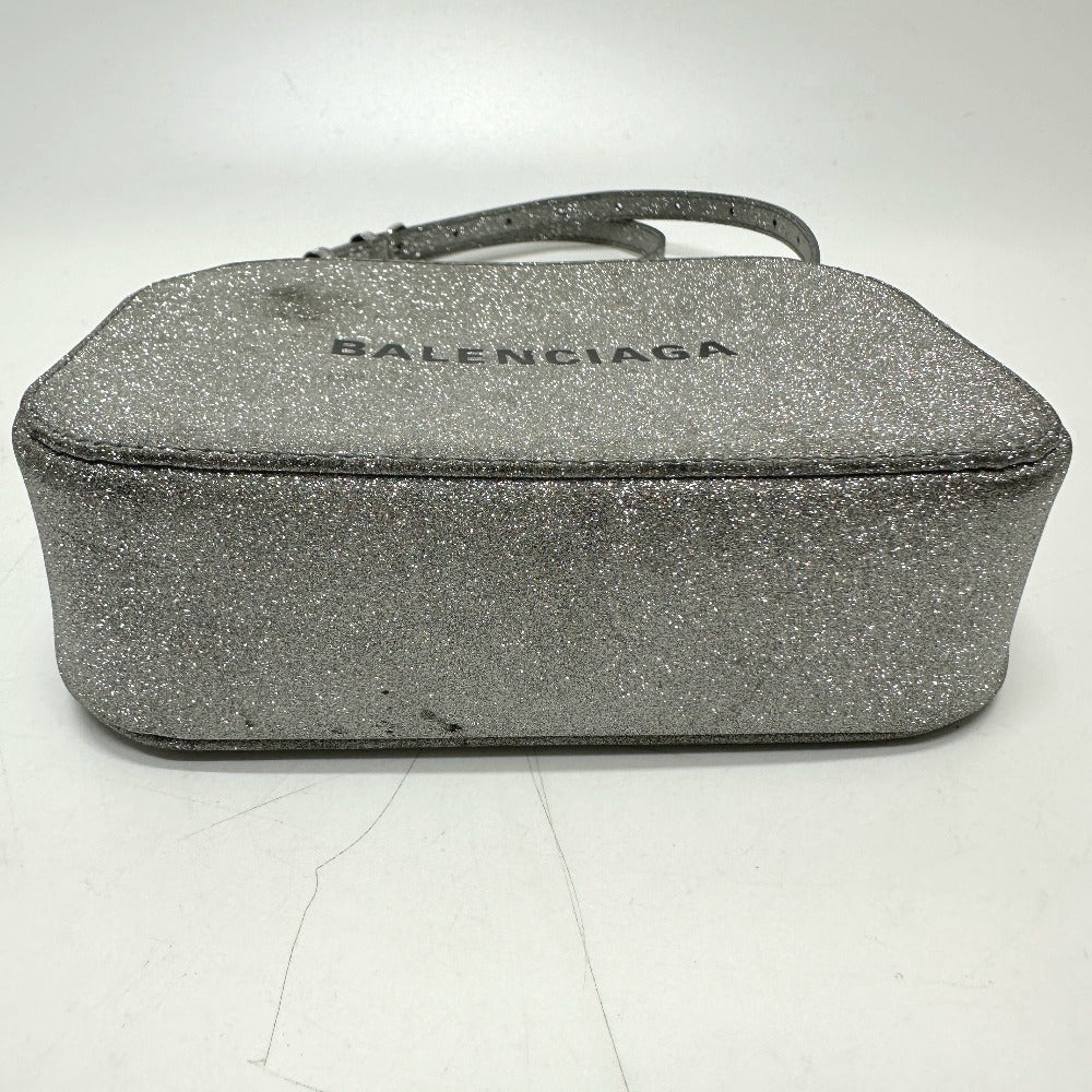BALENCIAGA 552372 Logo Everyday Camera Bag, XS Size, Leather Shoulder Bag, Silver, Women's