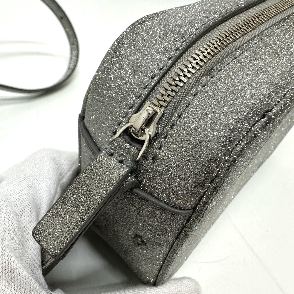 BALENCIAGA 552372 Logo Everyday Camera Bag, XS Size, Leather Shoulder Bag, Silver, Women's