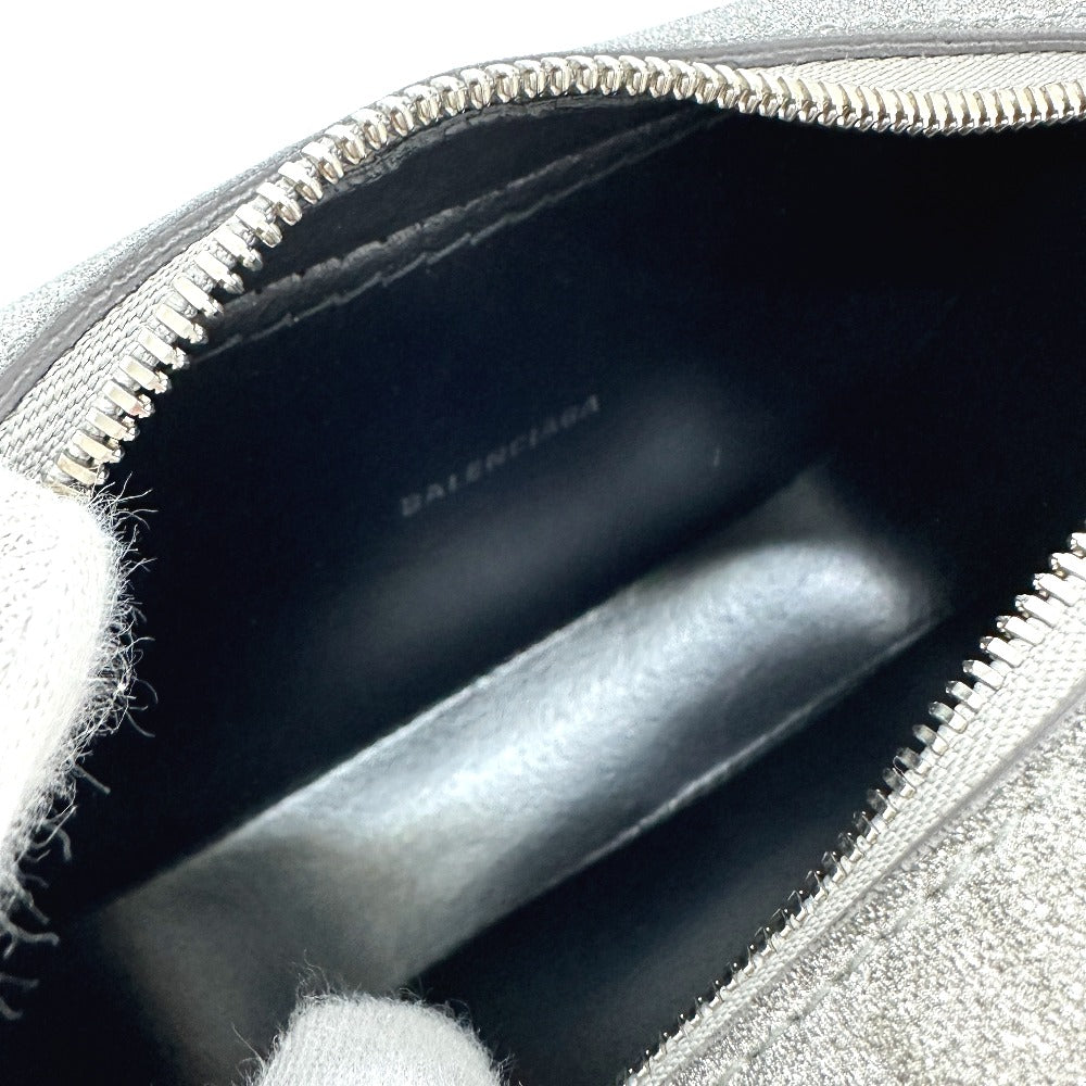 BALENCIAGA 552372 Logo Everyday Camera Bag, XS Size, Leather Shoulder Bag, Silver, Women's