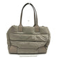 Tory Burch Logo Shoulder Bag/Tote Bag in Nylon/Leather, Gray