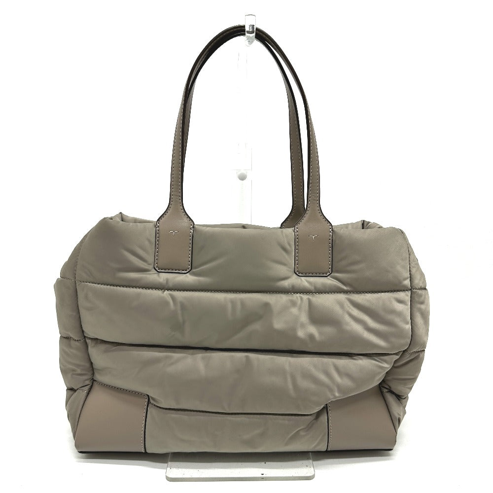 Tory Burch Logo Shoulder Bag/Tote Bag in Nylon/Leather, Gray