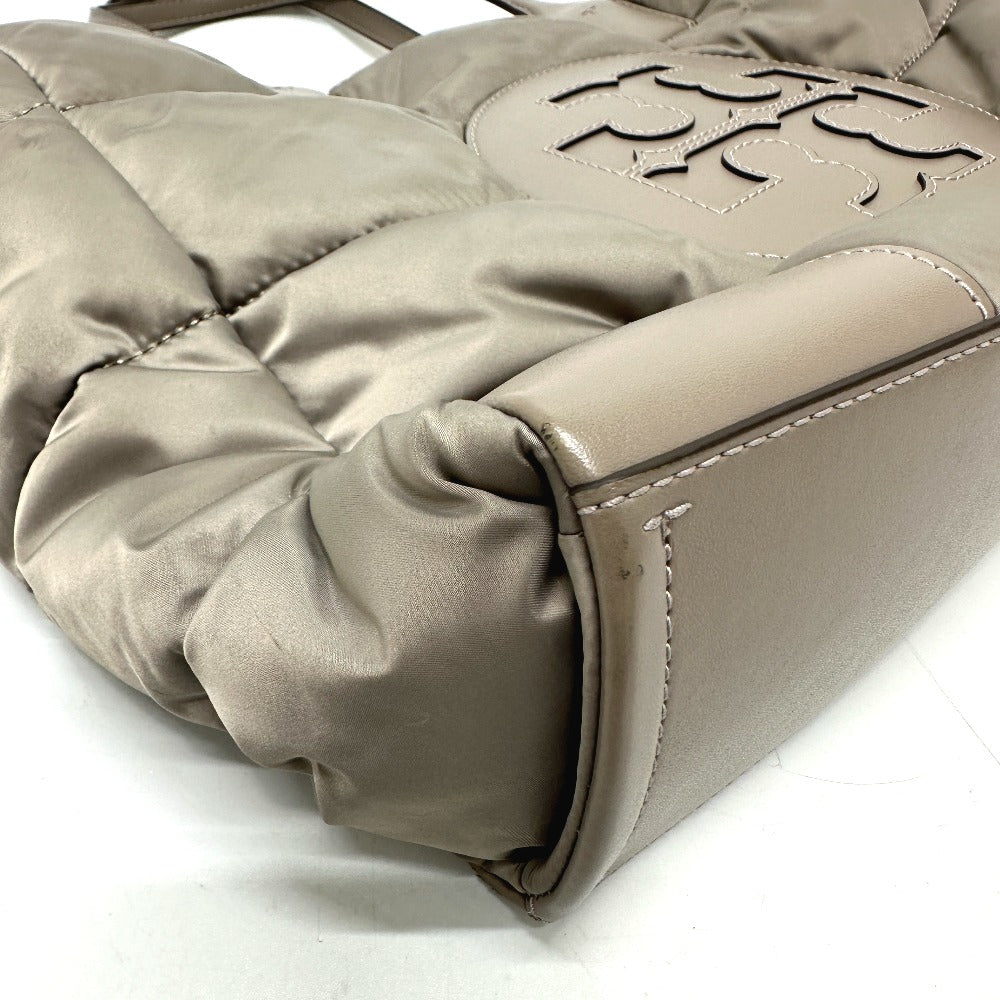 Tory Burch Logo Shoulder Bag/Tote Bag in Nylon/Leather, Gray