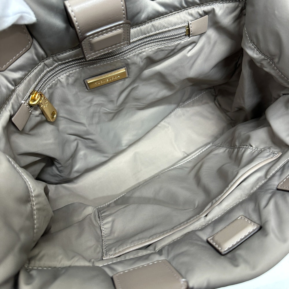 Tory Burch Logo Shoulder Bag/Tote Bag in Nylon/Leather, Gray