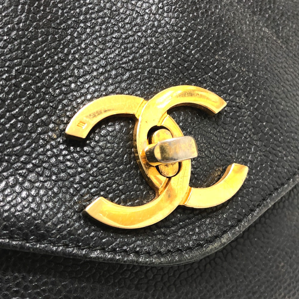 CHANEL CC Coco Mark Chain Shoulder Tote Bag in Caviar Leather, Black
