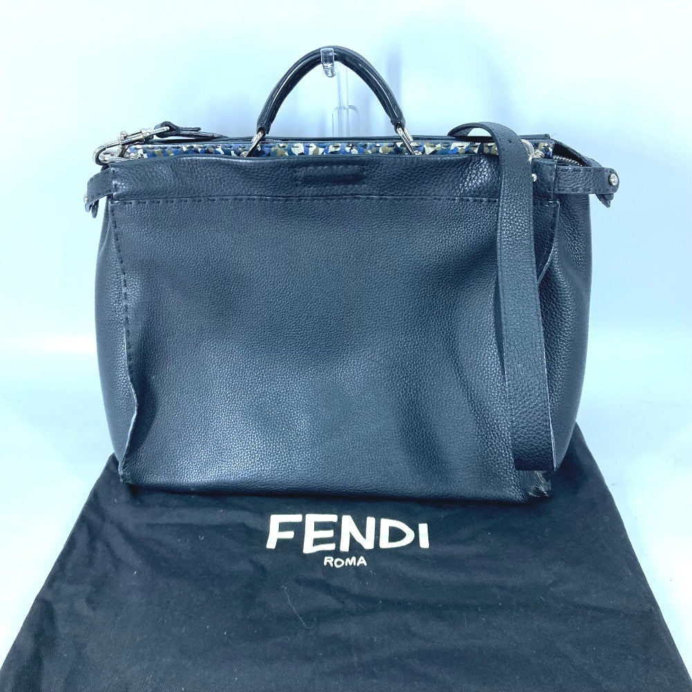 FENDI 7VA388 セレリア ピーカブー 2WAY ハンドバッグ ショルダーバッグ 斜め掛け ビジネスバッグ レザー レディース ブラック