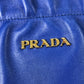 PRADA Logo Crossbody Ribbon 2-Way Shoulder Bag, Tote Bag, Handbag, Leather, Women's, Blue