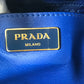 PRADA Logo Crossbody Ribbon 2-Way Shoulder Bag, Tote Bag, Handbag, Leather, Women's, Blue