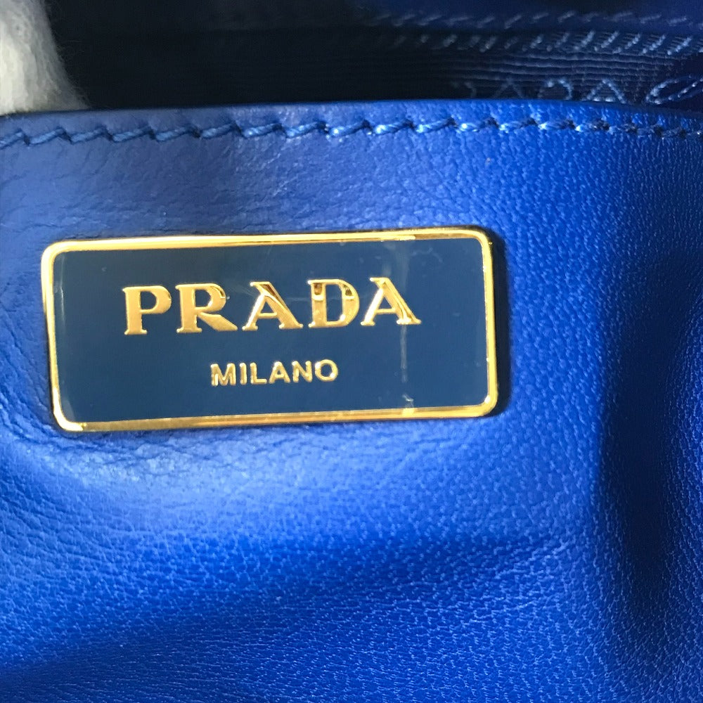 PRADA Logo Crossbody Ribbon 2-Way Shoulder Bag, Tote Bag, Handbag, Leather, Women's, Blue