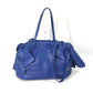 PRADA Logo Crossbody Ribbon 2-Way Shoulder Bag, Tote Bag, Handbag, Leather, Women's, Blue