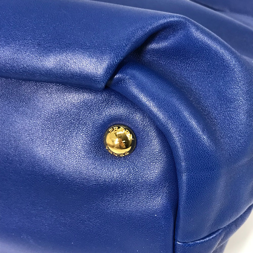PRADA Logo Crossbody Ribbon 2-Way Shoulder Bag, Tote Bag, Handbag, Leather, Women's, Blue