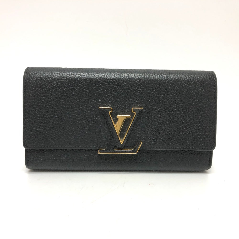 LOUIS VUITTON M61248 LVロゴ ポルトフォイユ カプシーヌ 二つ折り 長財布 トリヨンレザー レディース ブラック