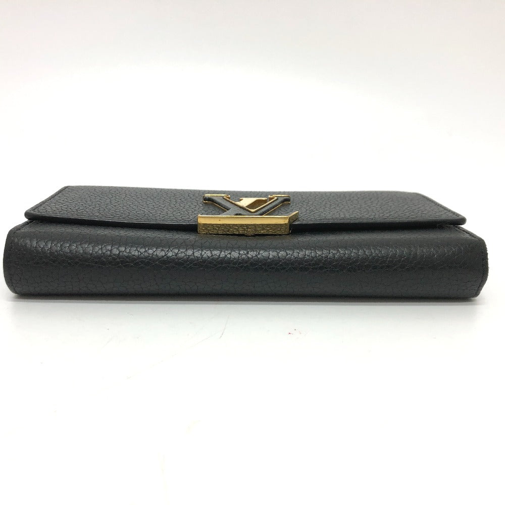 LOUIS VUITTON M61248 LVロゴ ポルトフォイユ カプシーヌ 二つ折り 長財布 トリヨンレザー レディース ブラック
