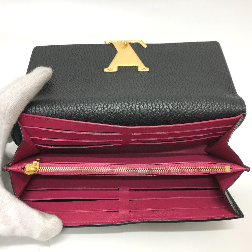 LOUIS VUITTON M61248 LVロゴ ポルトフォイユ カプシーヌ 二つ折り 長財布 トリヨンレザー レディース ブラック