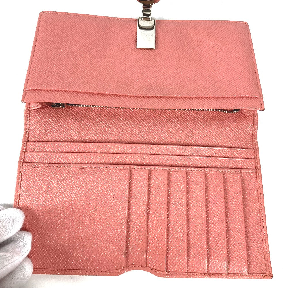 BVLGARI ブルガリブルガリ ロゴクリップ ロングウォレット 2つ折り 長財布 レザー メンズ ピンク