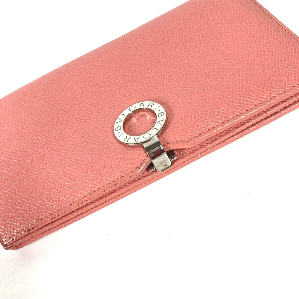 BVLGARI ブルガリブルガリ ロゴクリップ ロングウォレット 2つ折り 長財布 レザー メンズ ピンク
