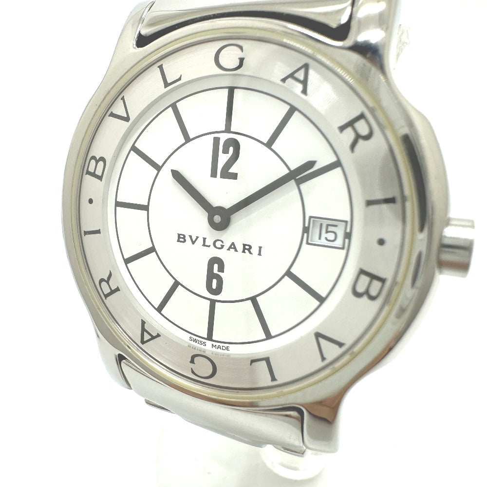 BVLGARI ST35S Solotempo Quartz Date Watch, Stainless Steel, Men's, Silver
