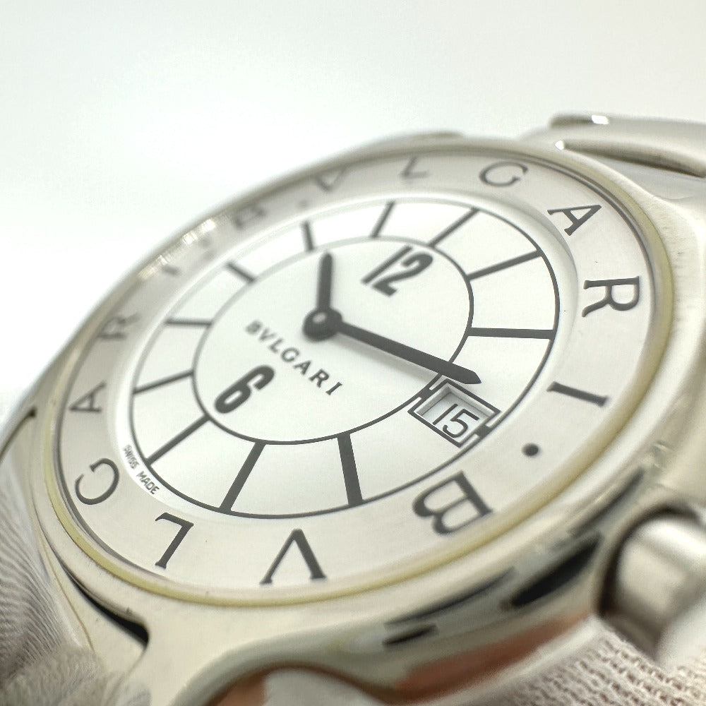 BVLGARI ST35S Solotempo Quartz Date Watch, Stainless Steel, Men's, Silver