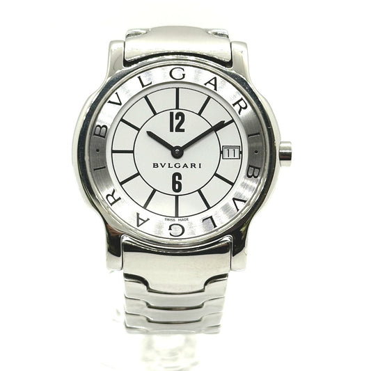 BVLGARI ST35S ソロテンポ クォーツ デイト 腕時計 SS メンズ シルバー