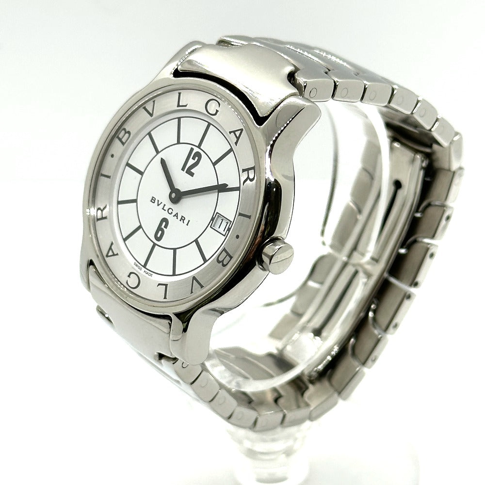 BVLGARI ST35S Solotempo Quartz Date Watch, Stainless Steel, Men's, Silver