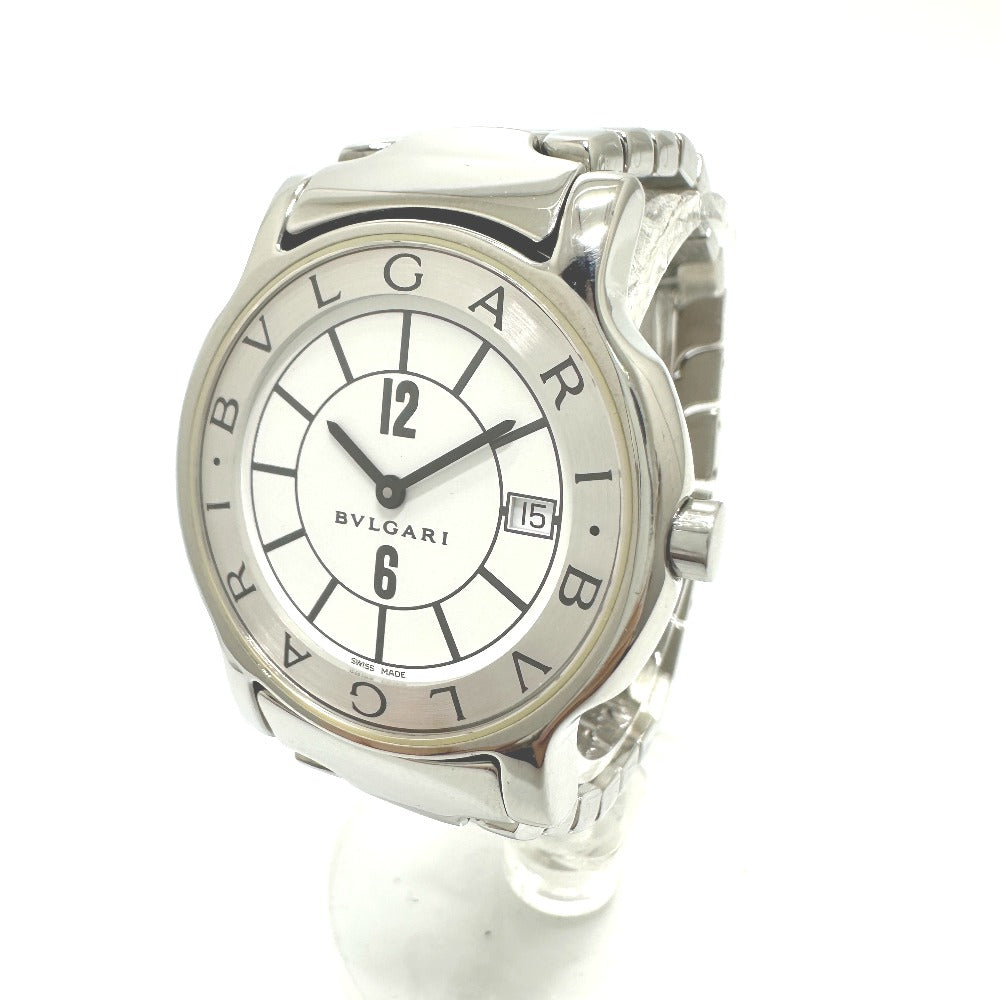 BVLGARI ST35S Solotempo Quartz Date Watch, Stainless Steel, Men's, Silver