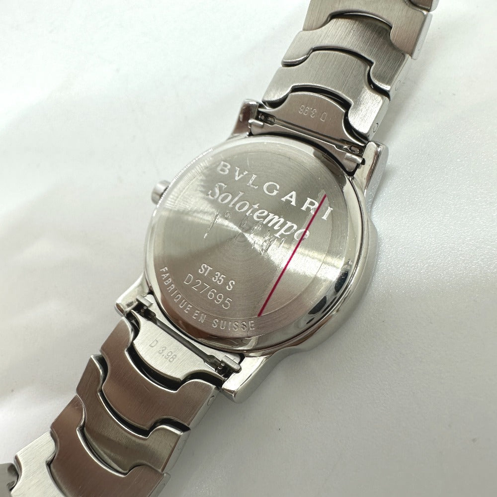 BVLGARI ST35S Solotempo Quartz Date Watch, Stainless Steel, Men's, Silver