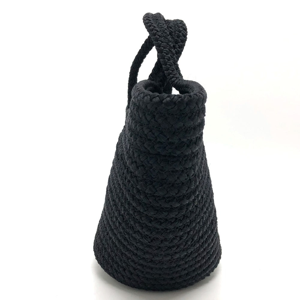 BALENCIAGA 695612 Logo Ibiza Basket Bag, Small with Strap, Black Cord, Tote Bag, Summer Bag, Handbag, Nylon, Women's, Black