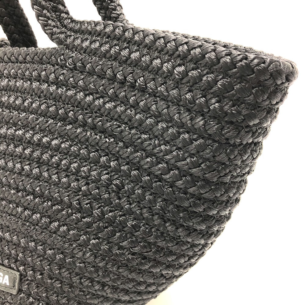 BALENCIAGA 695612 Logo Ibiza Basket Bag, Small with Strap, Black Cord, Tote Bag, Summer Bag, Handbag, Nylon, Women's, Black