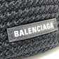 BALENCIAGA 695612 Logo Ibiza Basket Bag, Small with Strap, Black Cord, Tote Bag, Summer Bag, Handbag, Nylon, Women's, Black