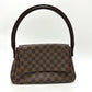 LOUIS VUITTON N51158 Damier Mini Looping SPO Special Order Shoulder Bag/Tote Bag in Damier Canvas, Ebene Brown, Women's