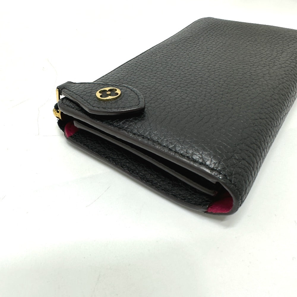 LOUIS VUITTON M63102 Portefeuille Comet Long Wallet in Taurillon Leather, Women's, Black