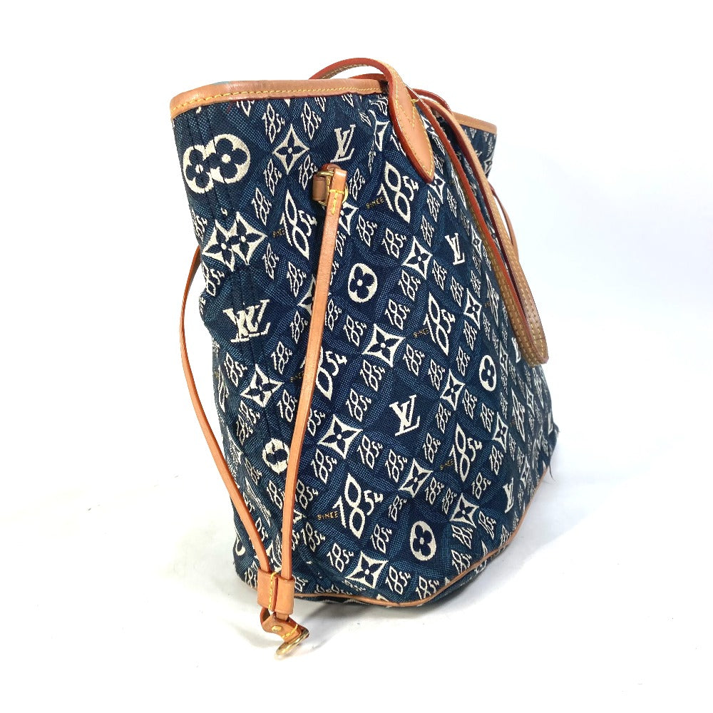 LOUIS VUITTON M57484 Monogram Jacquard Neverfull MM SINCE1854 Shoulder Bag/Tote Bag with Pouch, Navy Blue