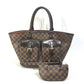 LOUIS VUITTON N51120 Damier Manosque GM Shoulder Bag/Tote Bag in Damier Canvas, Ebene Brown, Women's