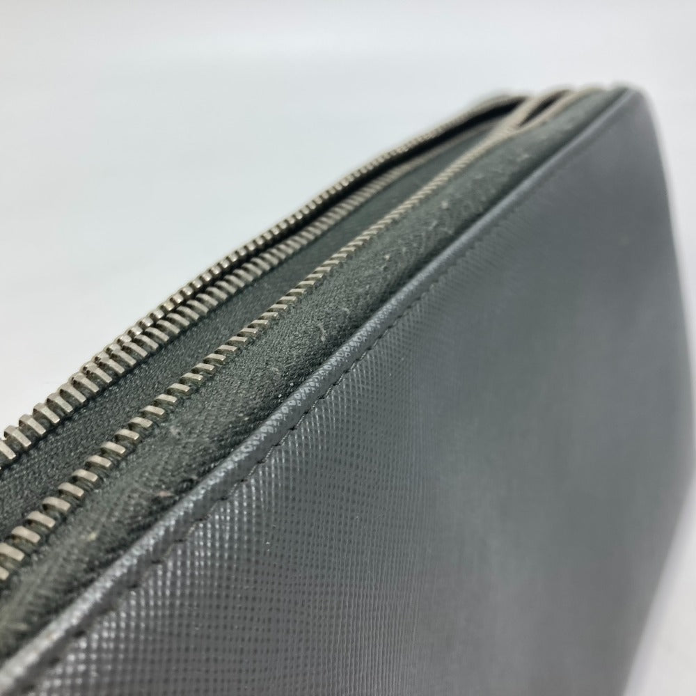 PRADA Organizer Travel Case, Double-Zip Long Wallet, Saffiano Leather, Men's, Gray