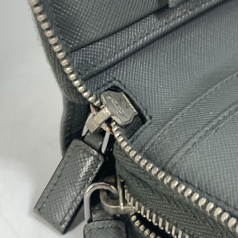 PRADA Organizer Travel Case, Double-Zip Long Wallet, Saffiano Leather, Men's, Gray