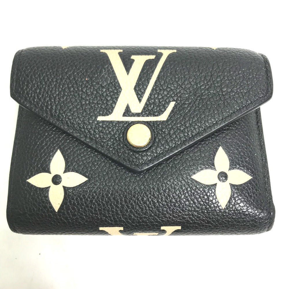 LOUIS VUITTON M80968 モノグラムアンプラント ポルトフォイユ ヴィクトリーヌ コンパクト ウォレット 3つ折り財布 モノグラムアンプラントレザー レディース ブラック
