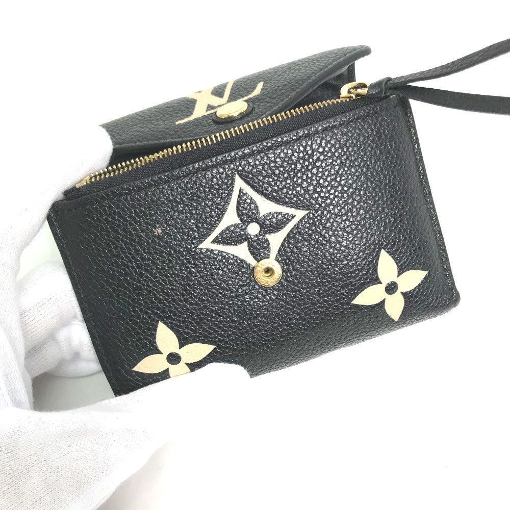 LOUIS VUITTON M80968 モノグラムアンプラント ポルトフォイユ ヴィクトリーヌ コンパクト ウォレット 3つ折り財布 モノグラムアンプラントレザー レディース ブラック