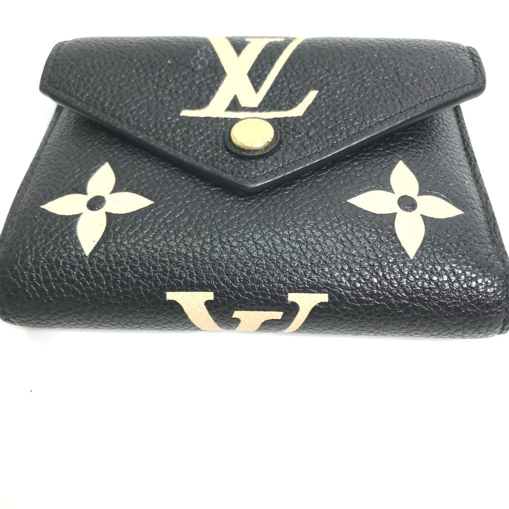 LOUIS VUITTON M80968 モノグラムアンプラント ポルトフォイユ ヴィクトリーヌ コンパクト ウォレット 3つ折り財布 モノグラムアンプラントレザー レディース ブラック