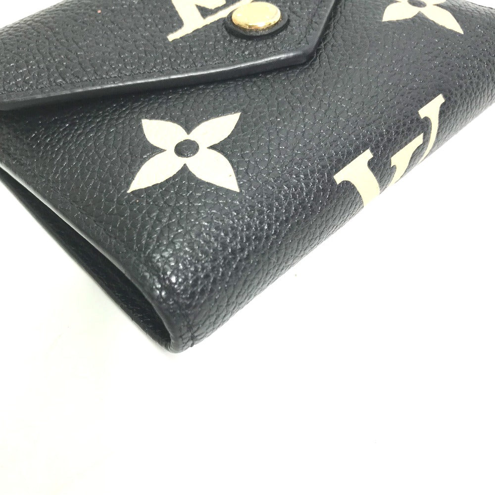 LOUIS VUITTON M80968 モノグラムアンプラント ポルトフォイユ ヴィクトリーヌ コンパクト ウォレット 3つ折り財布 モノグラムアンプラントレザー レディース ブラック
