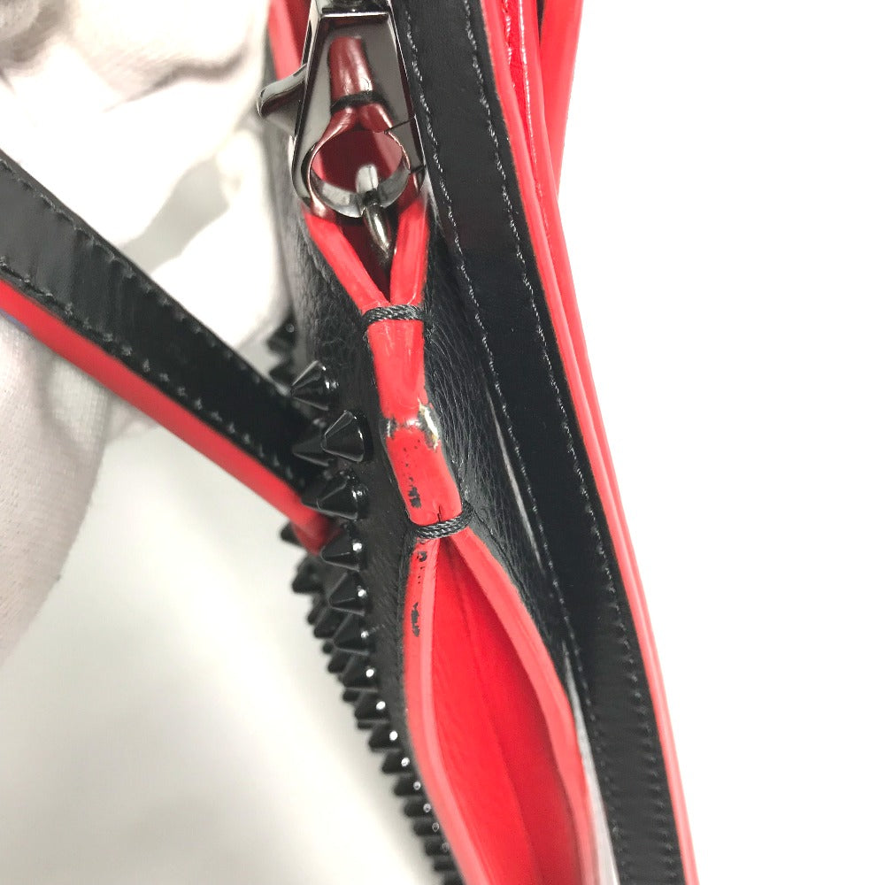 Christian Louboutin spiked stud 3-way clutch bag, handbag, crossbody bag, and shoulder bag in black leather for men