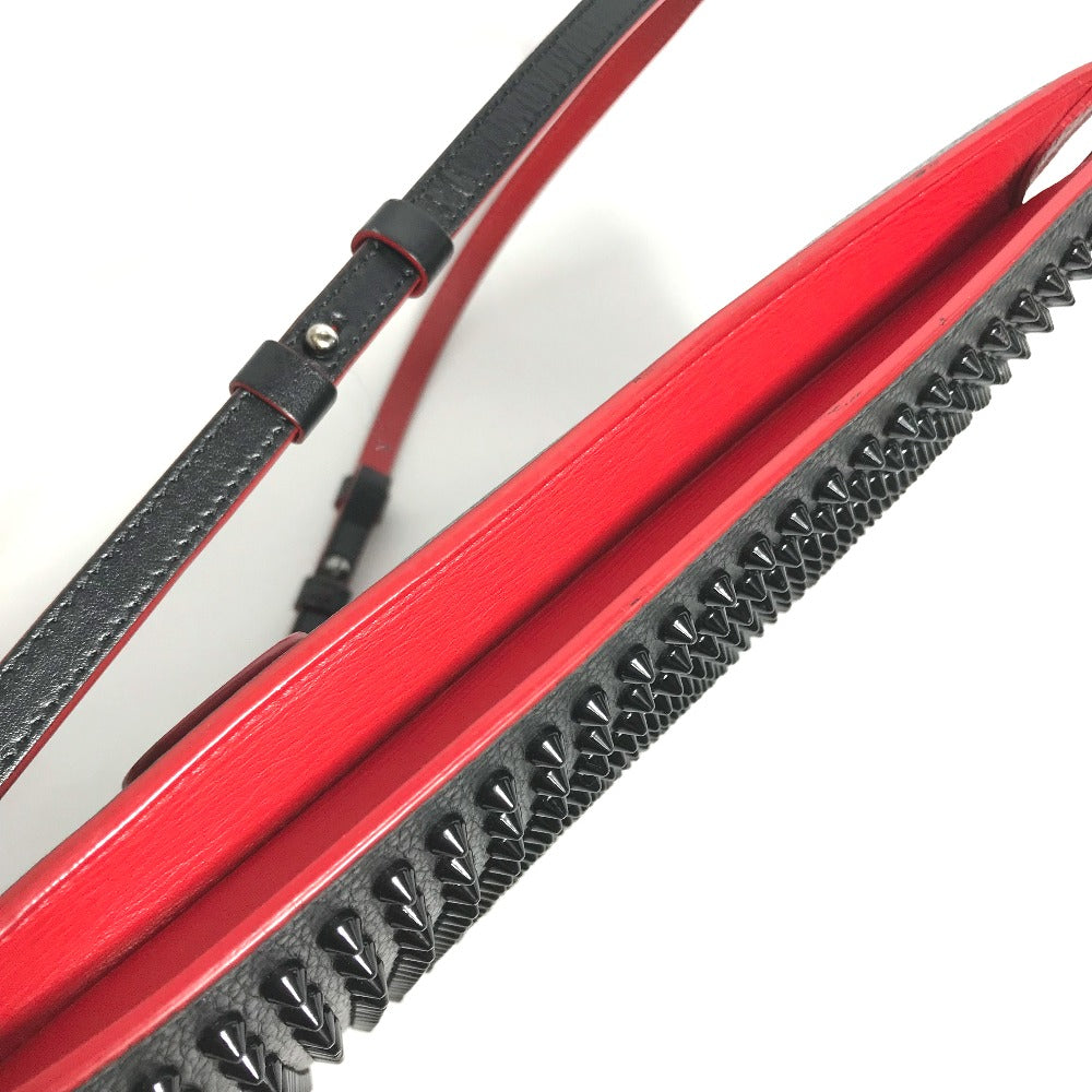 Christian Louboutin spiked stud 3-way clutch bag, handbag, crossbody bag, and shoulder bag in black leather for men