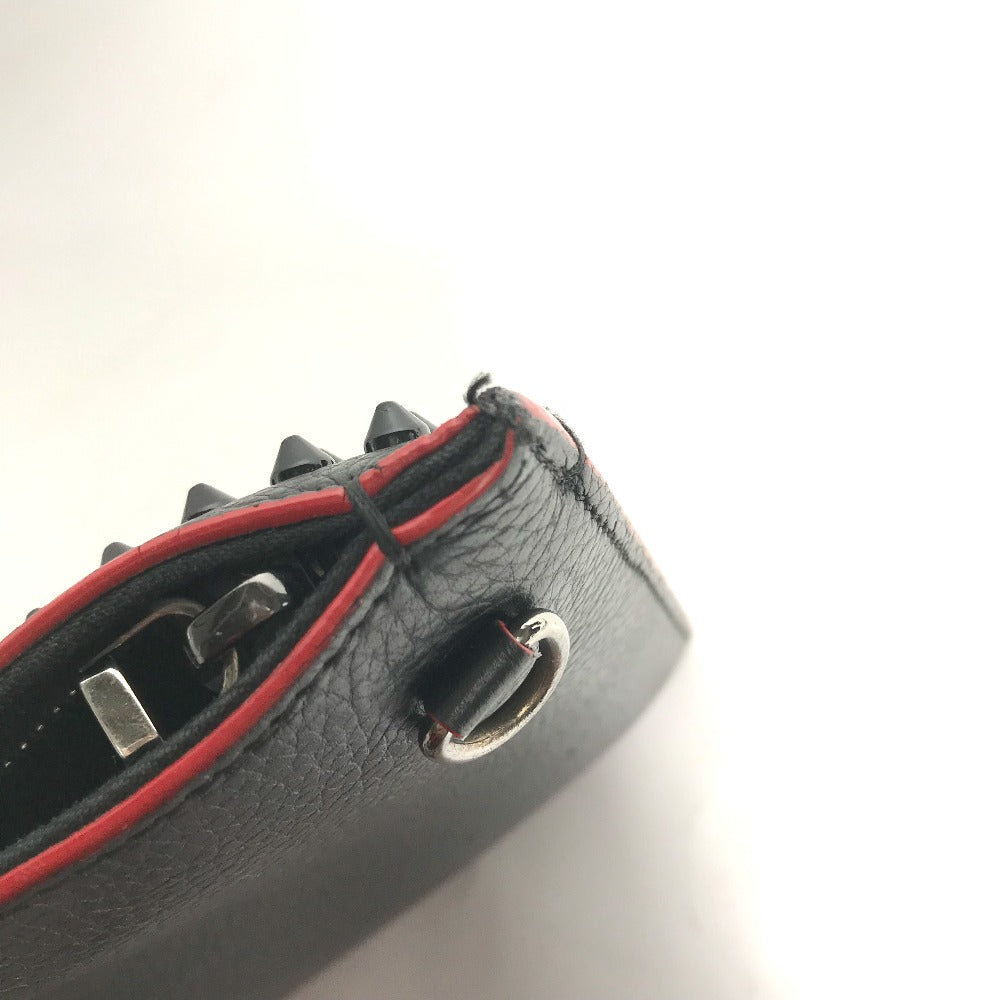 Christian Louboutin spiked stud 3-way clutch bag, handbag, crossbody bag, and shoulder bag in black leather for men