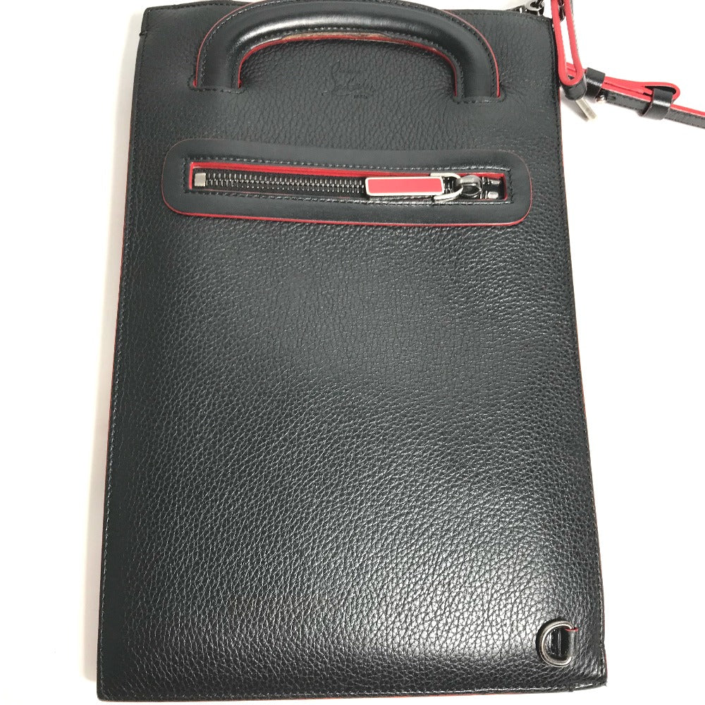 Christian Louboutin spiked stud 3-way clutch bag, handbag, crossbody bag, and shoulder bag in black leather for men